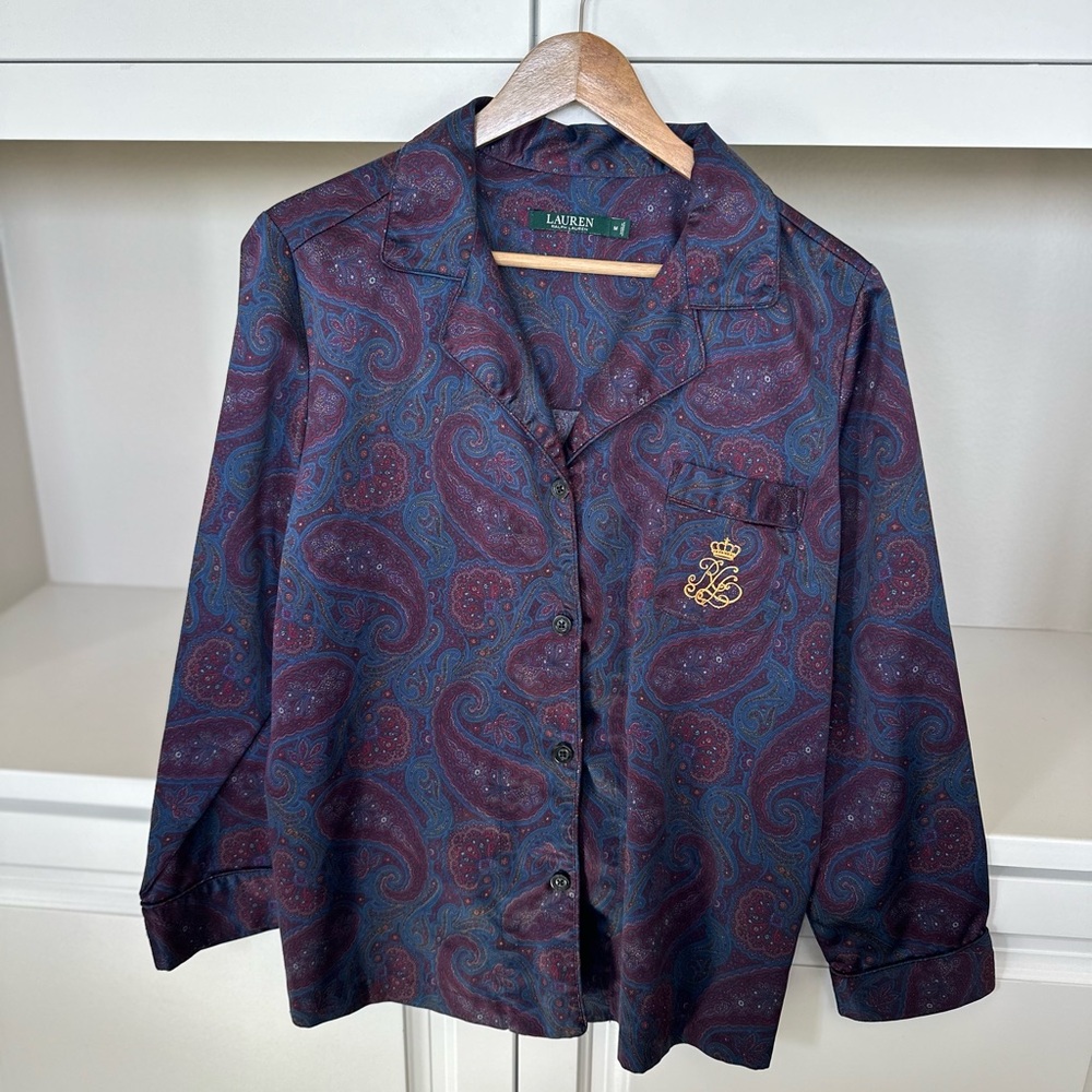 Ralph Lauren Burgundy and Blue Paisley Blouse